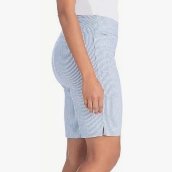 Hilary Radley Light Blue Striped Bermudas Shorts - Picture 3 of 8